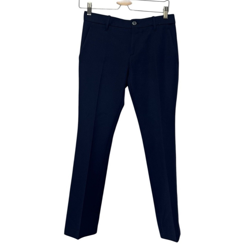 Gucci Womens Wool Pants 36 Straight Leg Ankle Navy Career Mid Rise Trouser Italy